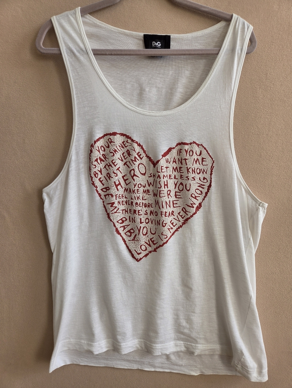 Dolce & Gabbana D&G Heart Graphic Tank Top White Italy Y2K Womens M L 52IT - Picture 2 of 10